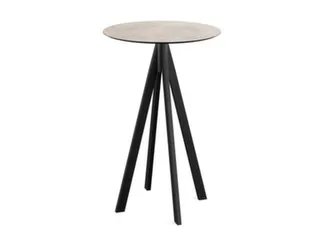 statafel,HxØ 1090x700mm,rond,4voeten zwart,blad HPL Moonstone - 1