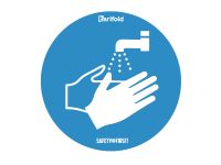 Deursticker Handen wassen verplicht Gelamineerd vinyl Ø 250mm