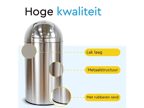 Afvalbak BRASQ Push Bin PB230+ 30 liter rvs