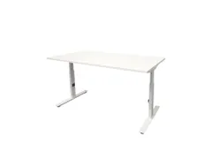 Bureau Linesto Plus Hoogte instelbaar 180x90cm Krijtwit, T-poot Wit