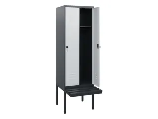 locker met bank,HxBxD 1950x600x815mm,2vak,vak B 300mm,draaigrendel - 2