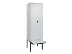 locker met bank,HxBxD 2120x600x815mm,2vak,vak B 300mm,draaigrendel