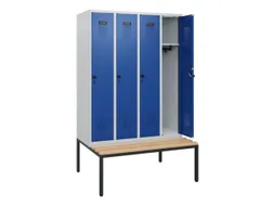 locker met bank,HxBxD 1950x1200x815mm,4vak,vak B 300mm,draaigrendel