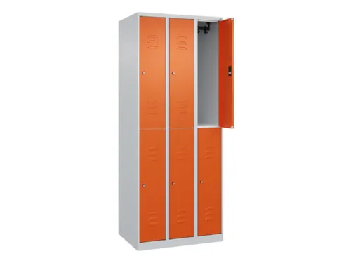 dubbeldekse locker,HxBxD 1850x750x500mm,3x2vak.,vak B 250mm,cil.-slot