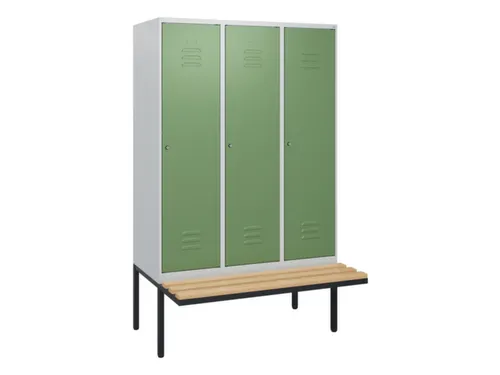 locker met bank,HxBxD 1950x1200x815mm,3vak,vak B 400mm,cil.-slot