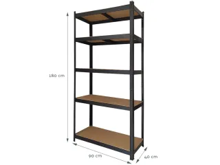 Stellingkast BRASQ 5 borden 90x40x180cm SU175 max 875 KG zwart - 7