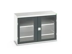 vitrinekast 900x1300x550mm 2xStalen bodem romp RAL7035 front RAL7016