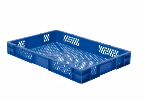 Euronorm-stapelbak 14.5l 75x600x400mm Wanden/bodem Opengewerkt Blauw