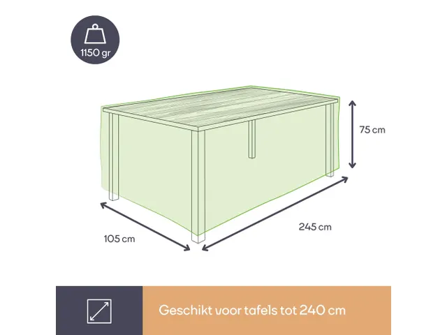 Housse d'extérieur pour table max. 240cm gris