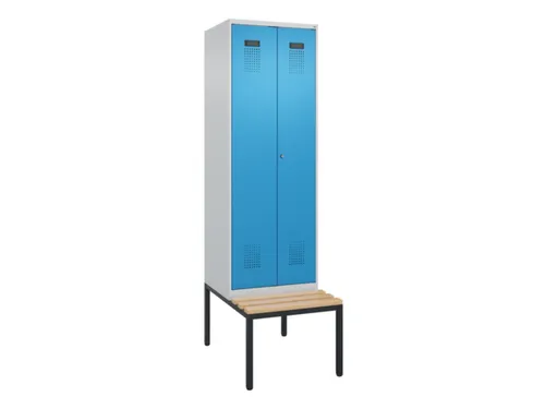 locker met bank,voor scheiding van kleding,HxBxD 2120x600x815mm,2vak