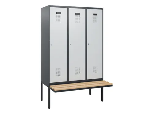 locker met bank,HxBxD 1950x1200x815mm,3vak,vak B 400mm,cilinderslot