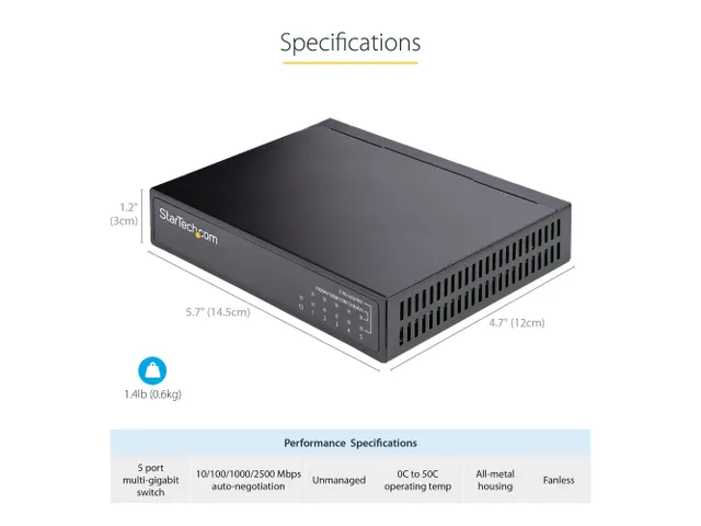Unmanaged 2.5G Switch 5-Poorts Gigabit Switch