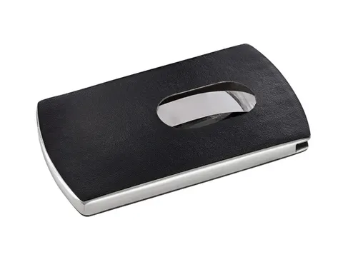 Visitekaartetui Sigel zwart lederlook "Snap" voor kaarten tot 91x57mm