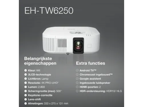 Projector Epson TW6250 4K PRO-UHD-projector Wit