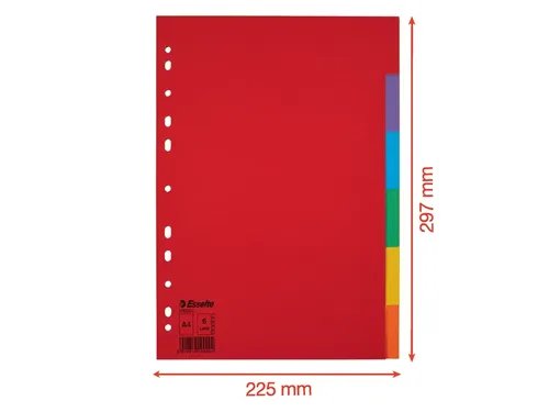 Tabbladen Esselte A4 11-gaats Karton 6-delig Blanco Tabs Kleur
