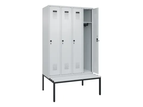 locker met bank,HxBxD 2120x1200x815mm,4vak,vak B 300mm,draaigrendel