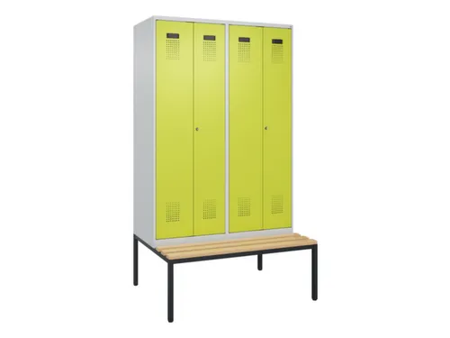 PBM-locker met bank,HxBxD 2120x1200x815mm,4vak,vak B 300mm