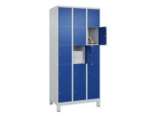 lockerkast,HxBxD 1950x900x500mm,3x5vakken,vak B 300mm,cil.-slot,voeten - 1