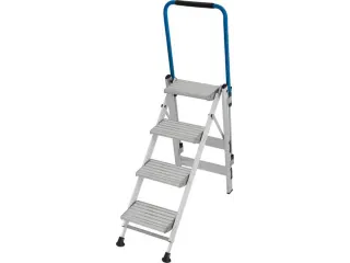 vouwtrapje,bordes H 950mm,eenzijdig,4treden,aluminium - 1