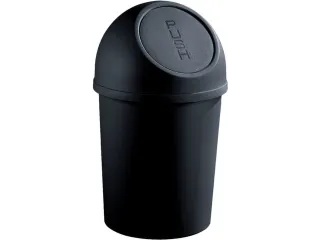 afvalbak,13l,HxØ 490x253mm,romp PP zwart,deksel PP zwart - 1