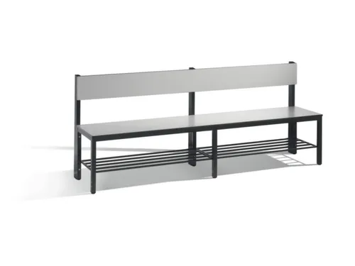 omkleedbank,HxLxD 796x2000x407mm,HPL zilvergrijs,frame staal RAL7021