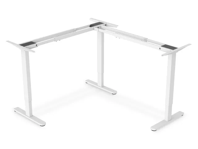 Elektrisch in hoogte verstelbaar tafelframe L-vormig Wit
