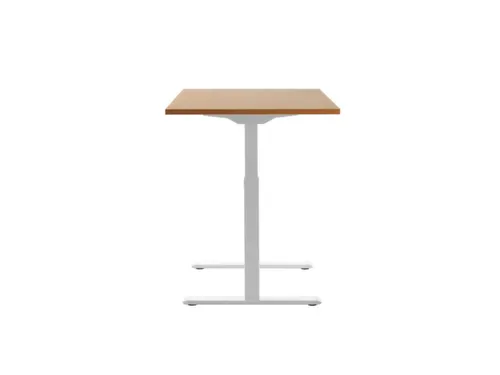 Elektrisch ihv bureau,HxBxD 700-1200x1200x800mm,blad beuken,T-voet wit