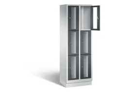 Lockerkast 1800x610x500mm 2x3 vakken Cilinderslot, Sokkel, RAL7021