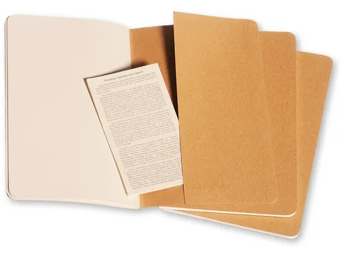 Schrift Moleskine 130x210mm blanco 160 pagina's 70gr kraft set à 3 st