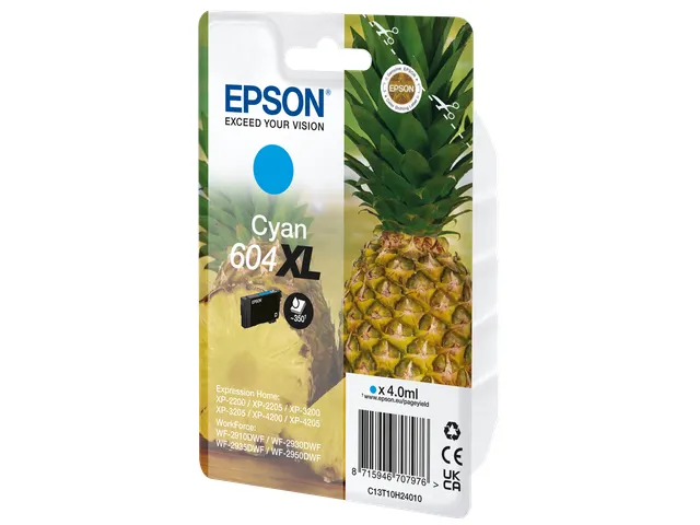 Epson 604XL, Hoog (XL) rendement, Cyaan, 2,4 ml, 1 stuk(s), Enkele ver