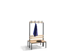 Omkleedbank L 1000Mm Houten Zitlatten Dubbelzijdige Hakenlijst Ral7021