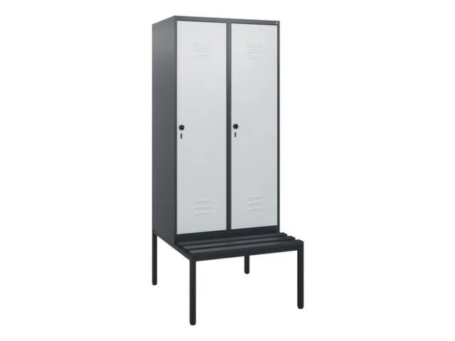locker met bank,HxBxD 1950x800x815mm,2vak,vak B 400mm,draaigrendel