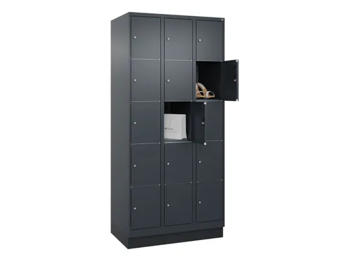 lockerkast,HxBxD 1950x900x500mm,3x5vakken,vak B 300mm,cil.-slot,sokkel