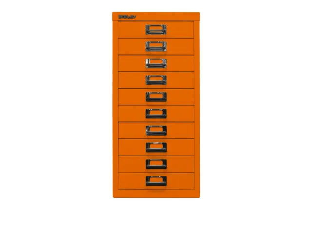 kantoor-ladekast HxBxD 590x279x380mm 10 laden romp oranje staal