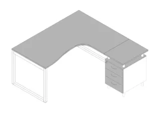 Bureauset Bureau Staand Ladeblok Rechts 730x1600x1650mm Grijs Wit - 1