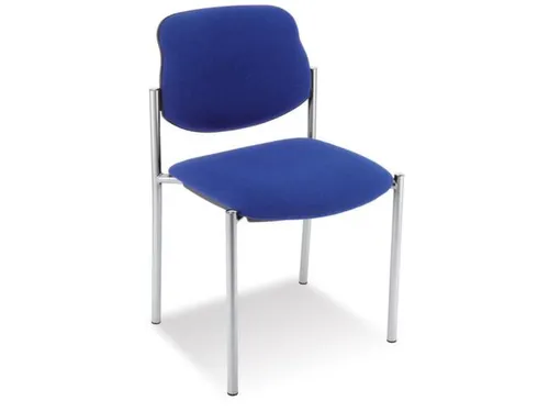 Bezoekersstoel,4Voeten Ronde Buis Verchroomd,Zitting Stof Blauw