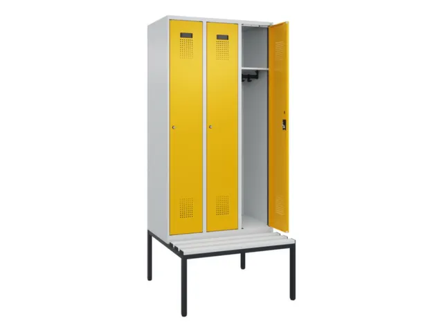 locker met bank,HxBxD 2120x900x815mm,3vak,vak B 300mm,cilinderslot