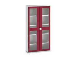 vitrinekast 2000x1050x350mm 4xStalen bodem romp RAL7035 front RAL3004