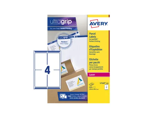 Etiket Avery L7169-250 99.1x139mm wit 1000stuks