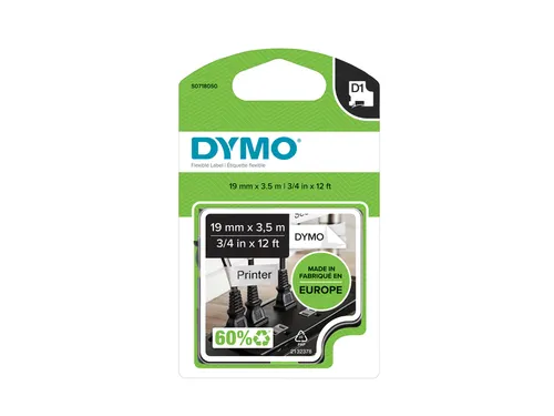 Labeltape Dymo 16954 D1 S718050 19mmx3.5m nylon zwart op wit
