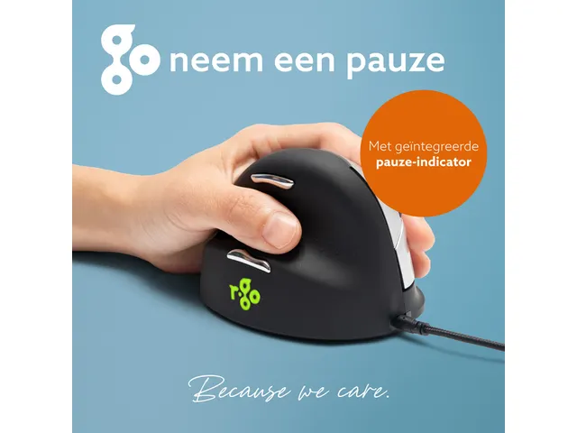 Ergonomische muis R-Go HE Break Medium links bedraad Zwart