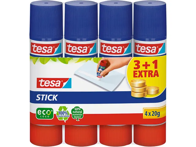 Tesa Plakstift 20gr, 3 + 1 Gratis