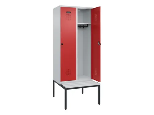 locker met bank,HxBxD 2120x800x815mm,2vak,vak B 400mm,draaigrendel