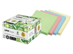 Sticky notes UPM recycled 75x75mm pastel assorti blok 100 vel, doos 4x