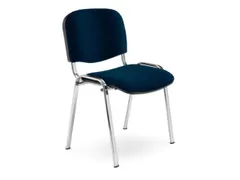 Bezoekersstoel,4Voeten Ovale Buis Verchroomd,Zitting Stof Donkerblauw