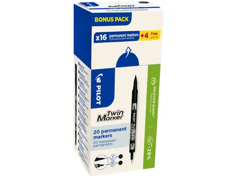 permanente marker Twin 16 + 4 stuks zwart
