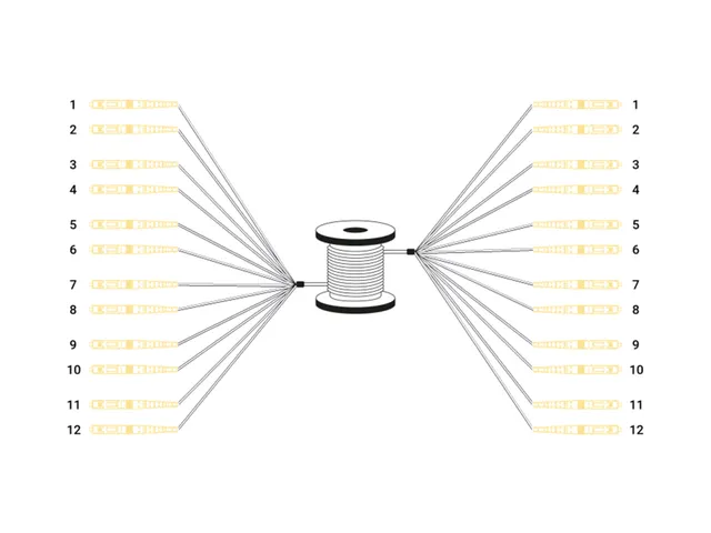 Universele breakout glasvezelkabel multimode OS2 100m 12 vezels LC/UPC