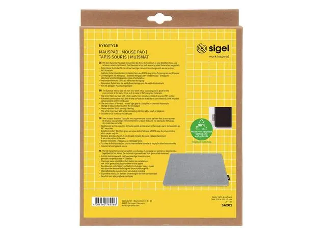 Tapis de souris EYE STYLE gris clair/noir 250x200x7mm