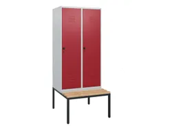 locker met bank,HxBxD 1950x800x815mm,2vak,vak B 400mm,draaigrendel