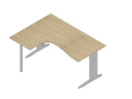 hoek-bureau,HxBxD 730x1600x1200mm,blad eiken,verdieping links